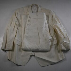 Calvin Klein 48R 38x32 Ivory White 100% Linen Mens Jacket Pants Suit